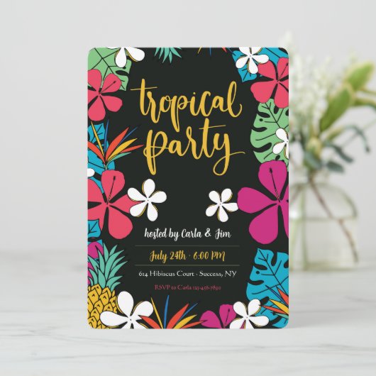 Tropical Party Uitnodigingen (Staand voorkant)