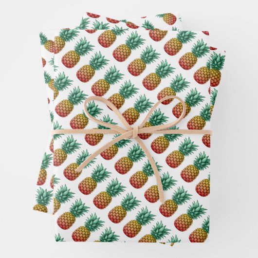 Tropical party with retro pineapple inpakpapier vel (In situ)