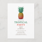 Tropical Party with retro pineapple Invitation Briefkaart (Voorkant)
