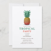 Tropical Party with retro pineapple Invitation Kaart (Voorkant)