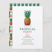 Tropical Party with retro pineapple Invitation Kaart (Voorkant / Achterkant)