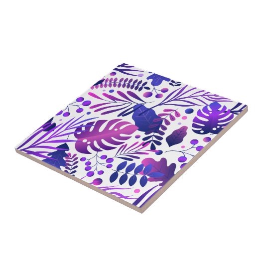 Tropical Pattern Green Blue Gold Palm Leaves  Tegeltje (Zijkant)