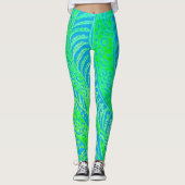 Tropical Pattern, Line Round Curve, Blue Turquoise Leggings (Voorkant)