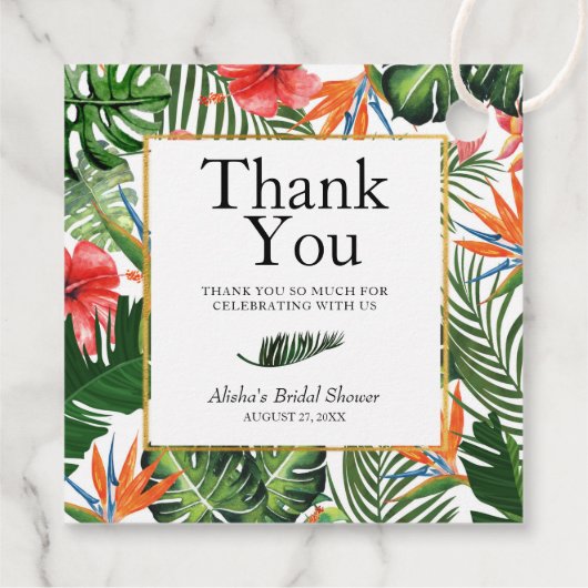 Tropical Pattern Vrijgezellenfeest dank u voor Bedankjes Labels (Achterkant)