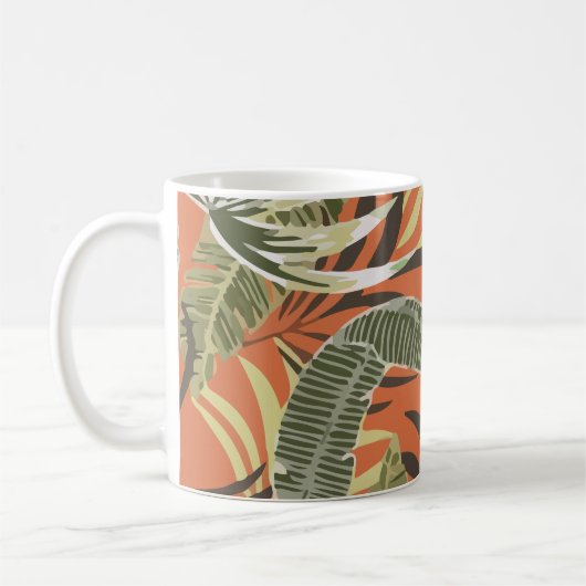 Tropical Pattern With Bright Leaves Jungle Koffiemok (Links)