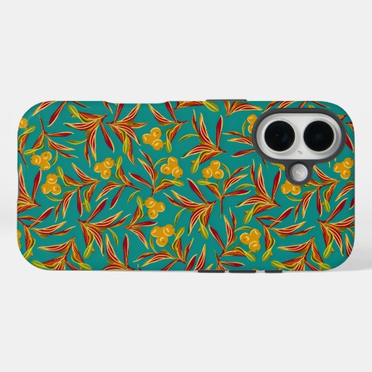 Tropical Pattern with Red and Yellow Leaves Case-Mate iPhone Case (Achterkant (horizontaal))