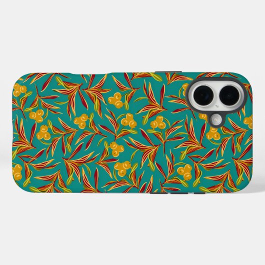Tropical Pattern with Red and Yellow Leaves Case-Mate iPhone Case (Achterkant (horizontaal))