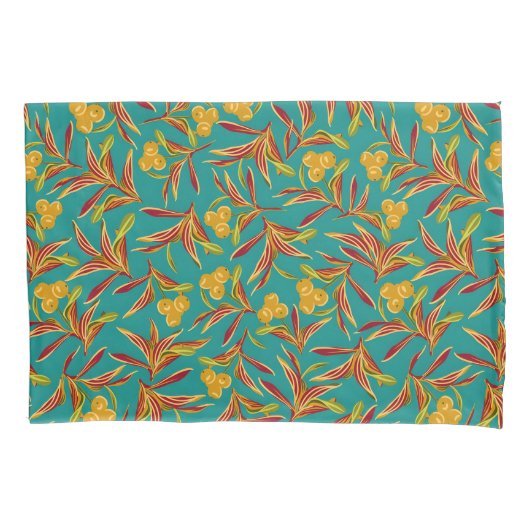 Tropical Pattern with Red and Yellow Leaves Kussensloop (Voorkant-Links)