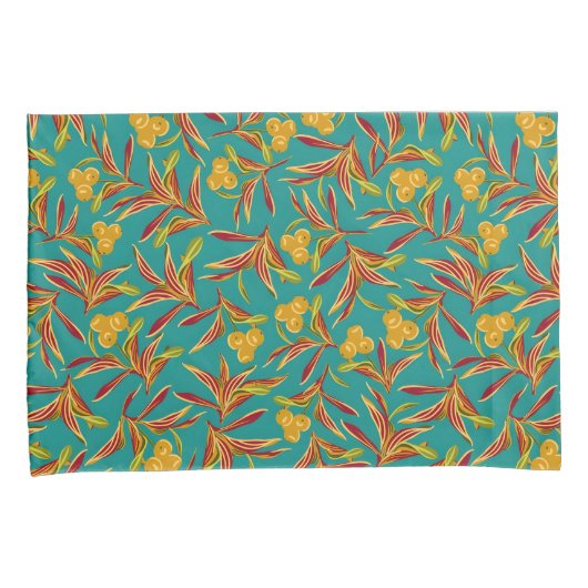 Tropical Pattern with Red and Yellow Leaves Kussensloop (Voorkant-Rechts)