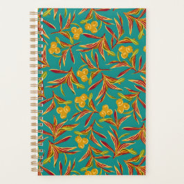 Tropical Pattern with Red and Yellow Leaves Planner