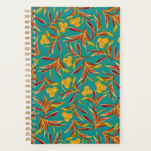 Tropical Pattern with Red and Yellow Leaves Planner (Voorkant)