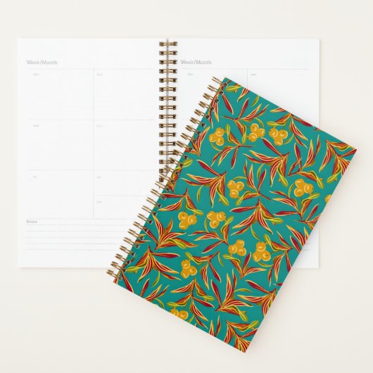 Tropical Pattern with Red and Yellow Leaves Planner (Display)