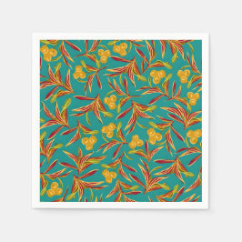 Tropical Pattern with Red and Yellow Leaves Servet
