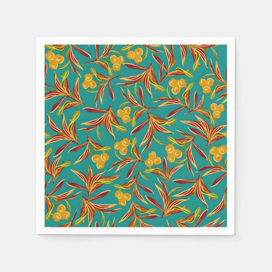 Tropical Pattern with Red and Yellow Leaves Servet (Voorkant)