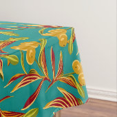 Tropical Pattern with Red and Yellow Leaves Tafelkleed (Voorbeeld)