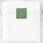 Tropical Pattern with Red and Yellow Leaves Vierkante Sticker (Tas)