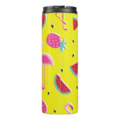  tropical patternwith pink pineapple, flamingos, w thermosbeker (Achterkant)