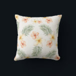 Tropical Peach Cream Hibiscus Flowers  Kussen<br><div class="desc">Tropical Peach Cream Hibiscus Flowers Leaves</div>