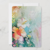 Tropical Peach White Hibiscus Floral Vrijgezellenf Kaart (Achterkant)