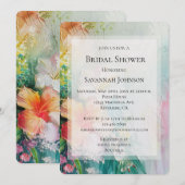 Tropical Peach White Hibiscus Floral Vrijgezellenf Kaart (Voorkant / Achterkant)