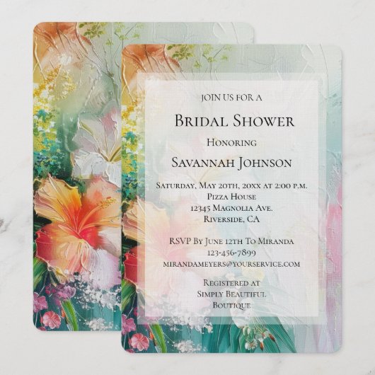 Tropical Peach White Hibiscus Floral Vrijgezellenf Kaart (Voorkant / Achterkant)