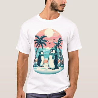 Tropical Penguins – Winter Vacation Vibes T-shirt