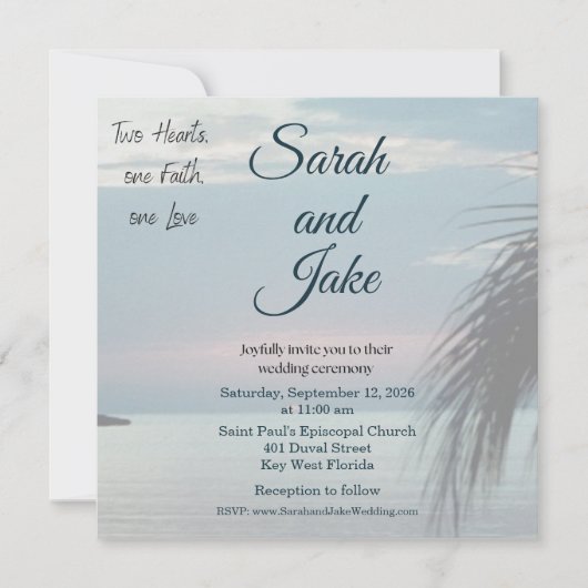 Tropical Photo Christian Wedding Invitation Kaart (Voorkant)