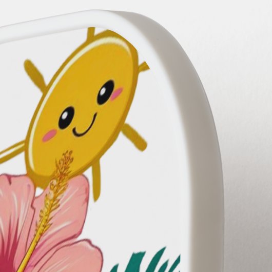 Tropical Pickleball Fun – Schattige Kawaii Paddle  (Links Detail)