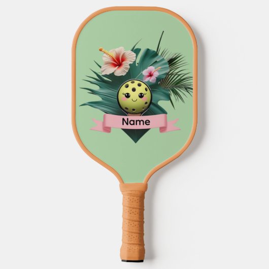 Tropical Pickleball Fun – Schattige Kawaii Paddle (Achterkant)