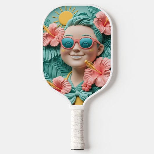 Tropical Pickleball Fun – Schattige Paddle Design  (Voorkant)