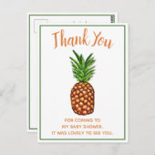 Tropical Pineapple Baby shower Bedankt Briefkaart (Voorkant / Achterkant)