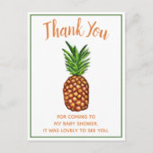 Tropical Pineapple Baby shower Bedankt Briefkaart (Voorkant)