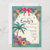 Tropical Pineapple Baby Shower Invitation Kaart (Voorkant)