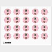 Tropical Pineapple Beach Wedding Roze Dank je wel Ronde Sticker (Vel)