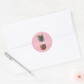 Tropical Pineapple Beach Wedding Roze Dank je wel Ronde Sticker (Envelop)