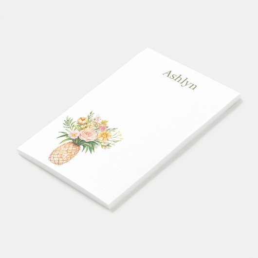 Tropical Pineapple Blush Yellow Floral Post-it® Notes (Schuin)