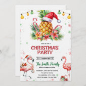 Tropical Pineapple Christmas Invitation Kaart (Voorkant / Achterkant)