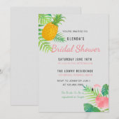 Tropical Pineapple Flamingo Vrijgezellenfeest uitn Kaart (Voorkant / Achterkant)