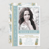 Tropical Pineapple Graduation Party Afstuderen Fot Kaart (Voorkant / Achterkant)