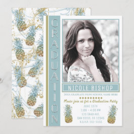 Tropical Pineapple Graduation Party Afstuderen Fot Kaart