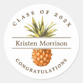 Tropical Pineapple Graduation Party Favoriet Ronde Sticker (Voorkant)