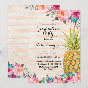 Tropical Pineapple Graduation Party kaart