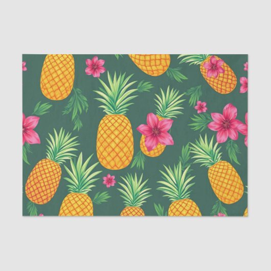 Tropical Pineapple Hibiscus Pattern Tissuepapier (Voorkant)
