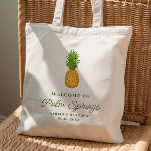 Tropical Pineapple Hotel Wedding Welcome Tote Bag