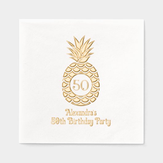 Tropical Pineapple Lijst Verjaardagsfeest Folie Servetten (Voorkant)