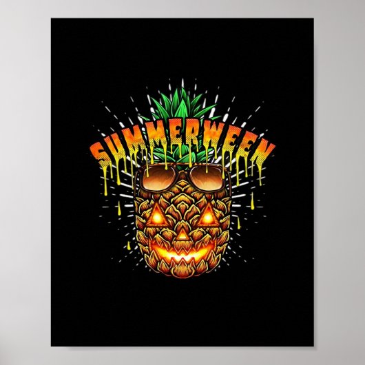 Tropical Pineapple Monster Halloween Classic Poster (Voorkant)