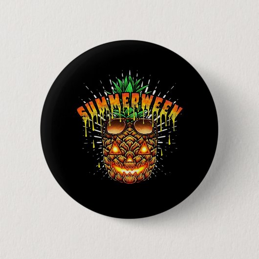 Tropical Pineapple Monster Halloween Classic Ronde Button 5,7 Cm (Voorkant)