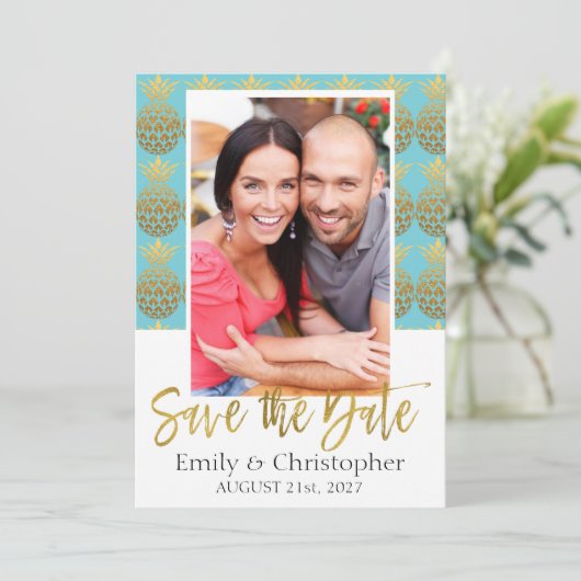 Tropical Pineapple Photo Sla de datum Kaart (Staand voorkant)