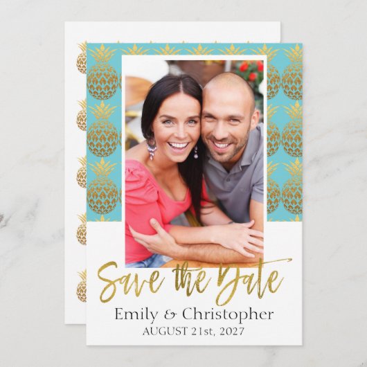 Tropical Pineapple Photo Sla de datum Kaart (Voorkant / Achterkant)