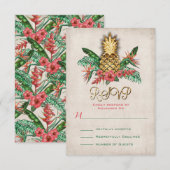 Tropical Pineapple RSVP kaarten (Voorkant / Achterkant)